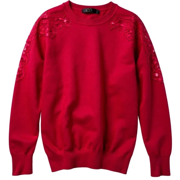 Red Sweater with Sequin Details Size L. - Picture 1 of 15